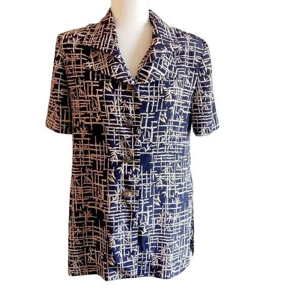 Leslie Fay Button Up Short Sleeve Shirt - Picture 1 of 10